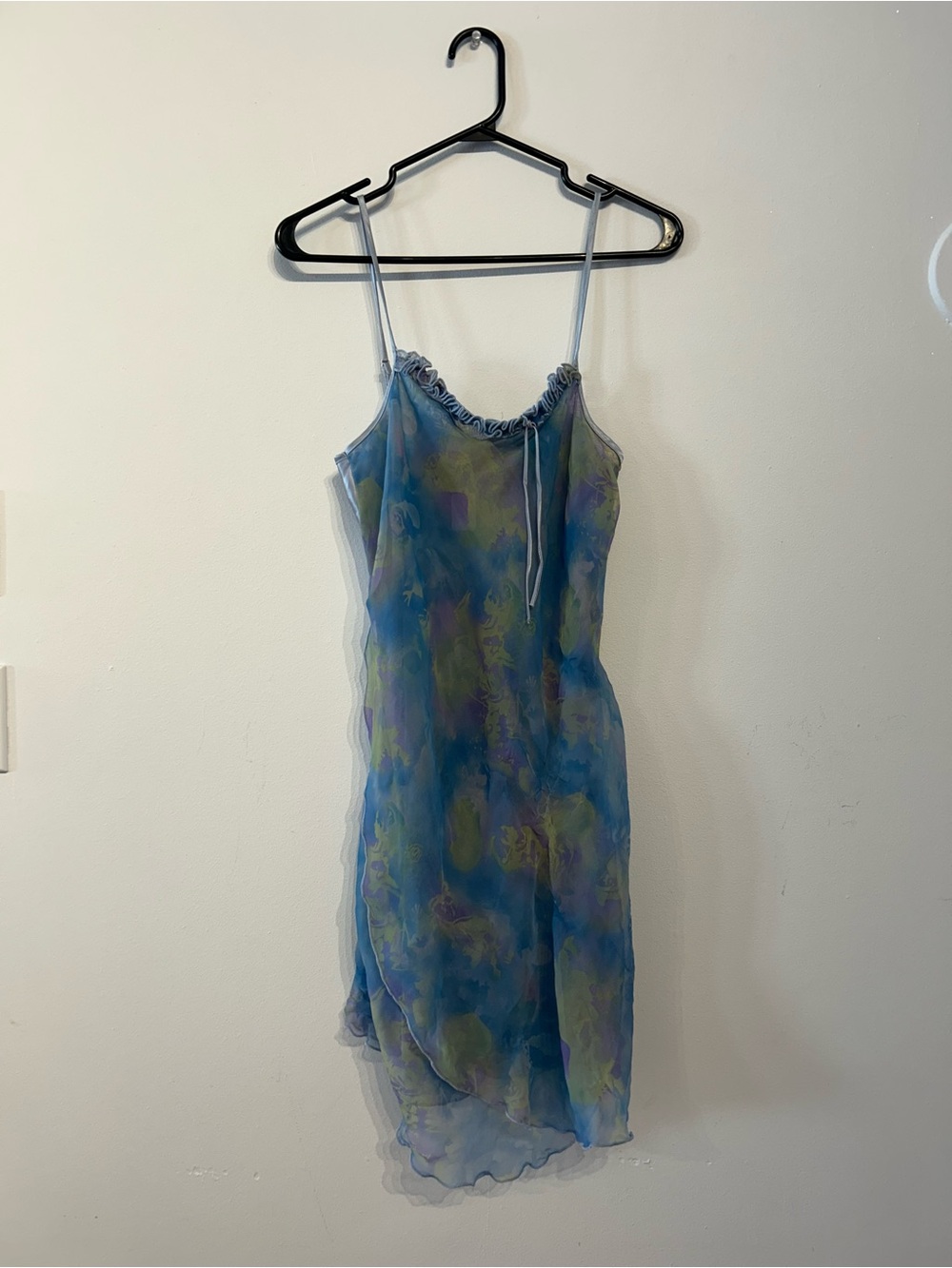 Cienta Sheer Watercolor Slip in Blue and Green